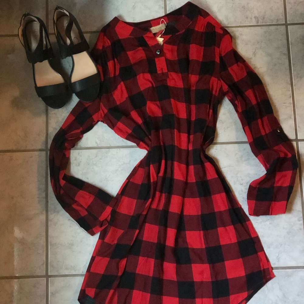 Black and red plaid dress